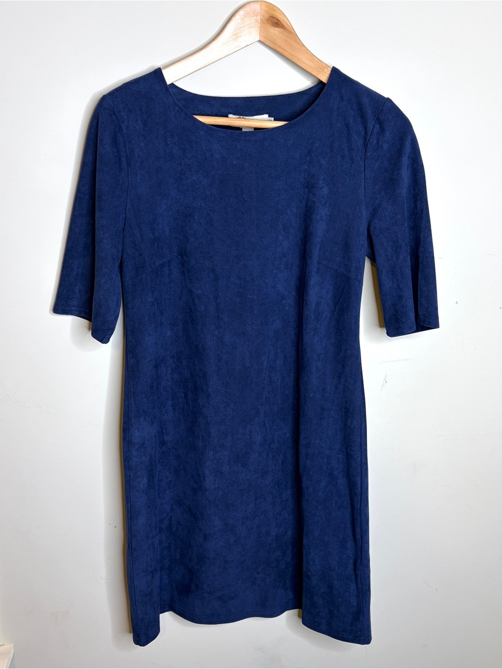 Faux Suede Navy Blue Short Sleeve Dress Size Small